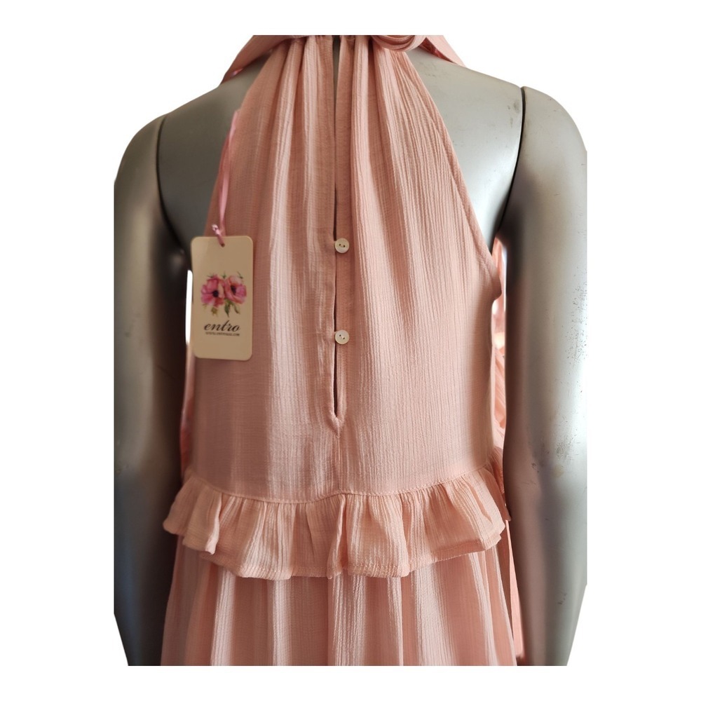 Entro NWT Blush Ruffle Halter Maxi Dress Boho M - Picture 11 of 16